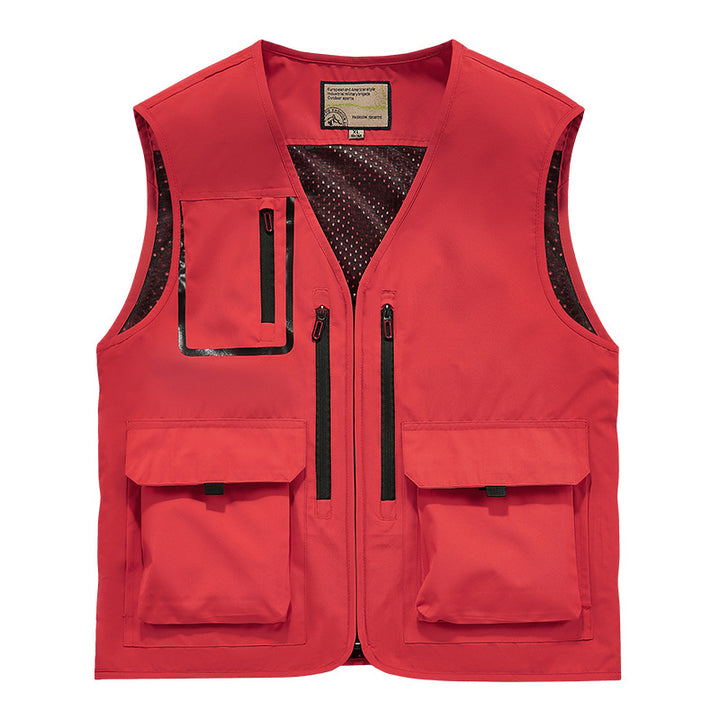 Herren Multifunktionale Outdoor-Utilityweste mit Mesh-Innenfutter und Mehrfach-Taschen Echoarchiv