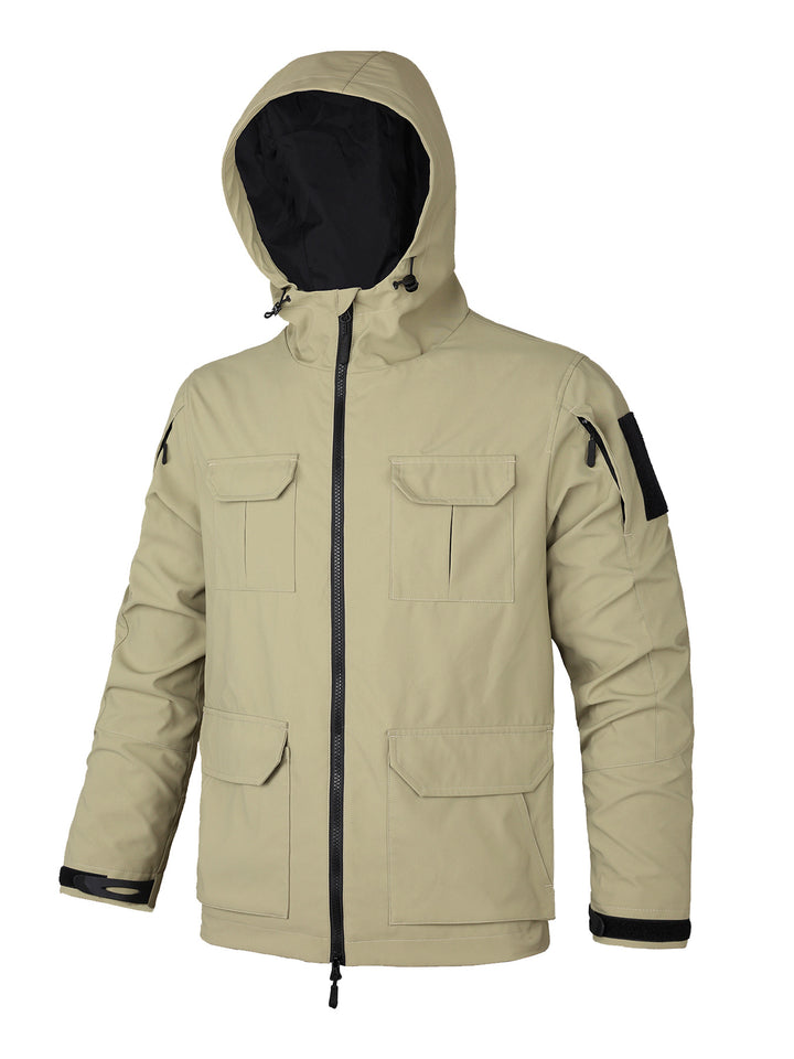 Herren  Kapuzen wasserabweisende Feldjacke mit mehreren Taschen mit Klappe und verstellbarem Zugkordel Echo Archiv