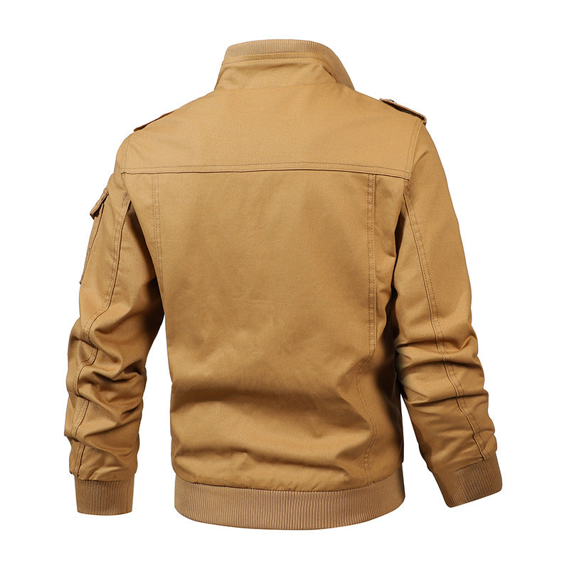 Herren Fieldjacke im Military-Stil mit Mehrfach-Taschen und Strickkragen Echoarchiv