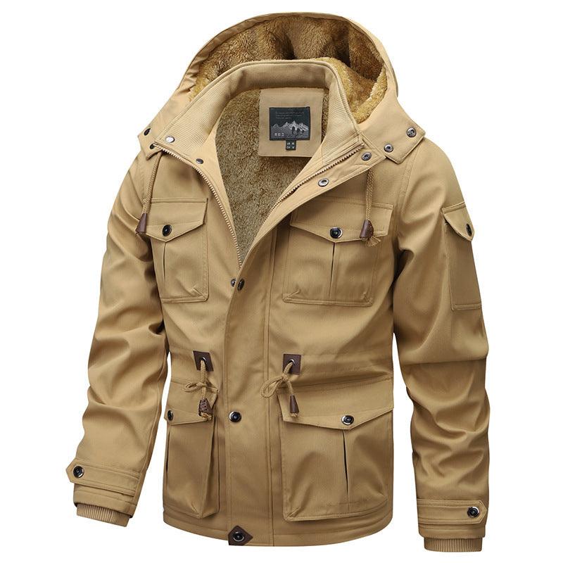 Herren Militärinspirierter Canvas-Parka mit Teddyfleece-Innenfutter und verstellbarem Taillenzug Echo Archiv