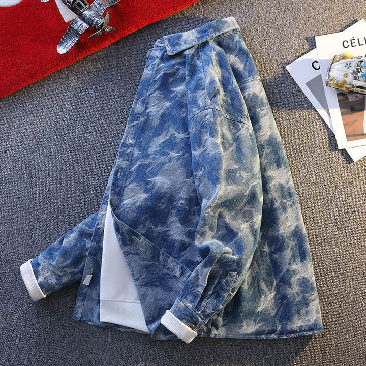 Herren lässige Denim-Hemdjacke im modernen Camouflage-Design Echoarchiv