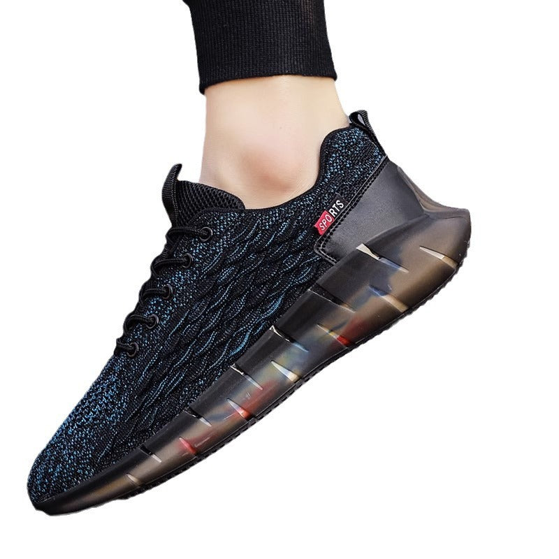 Unisex atmungsaktive Strick-Laufsneaker mit transparenter Wellenlaufsohle und gepolstertem Sockeneinstieg – Tavélo