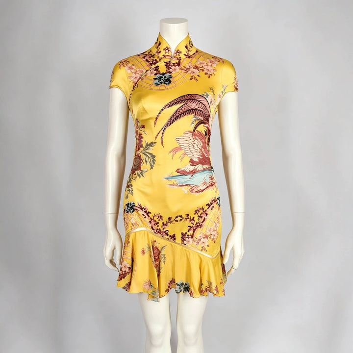 Damen Chiffon-Kleid mit asiatischem Design und Rüschendetails Echo Archiv