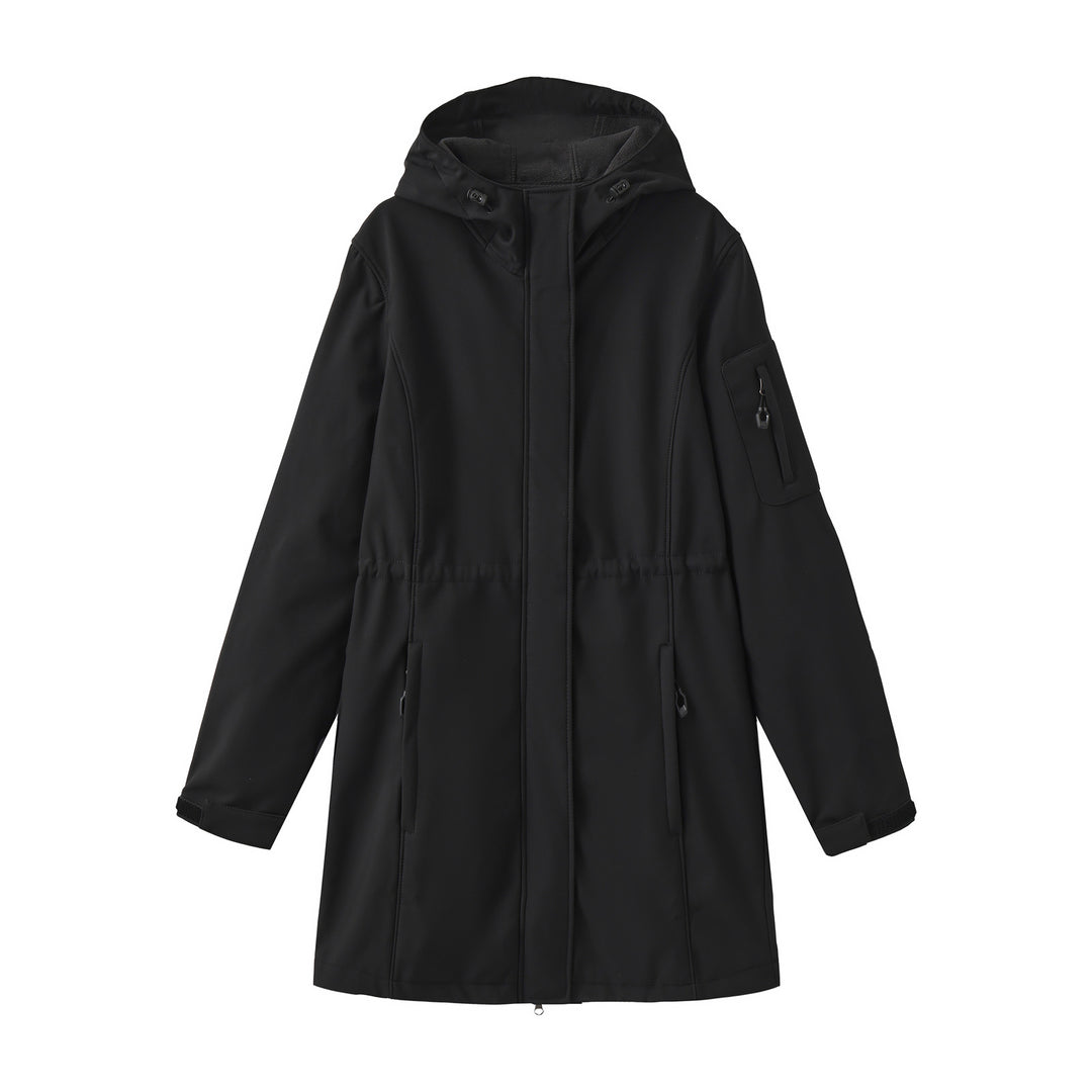 Damen nan funktionaler Softshell-Parka mit Teddyfleece-Futter, Kapuze und Taillenzug Echo Archiv