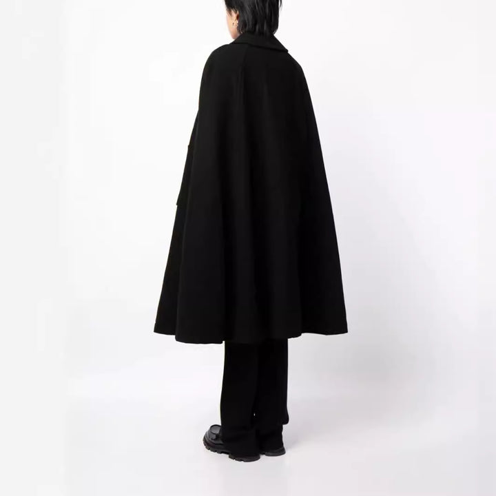 Herren zweireihiger Cape-Mantel aus Wollmix mit Umhangschnitt Echoarchiv