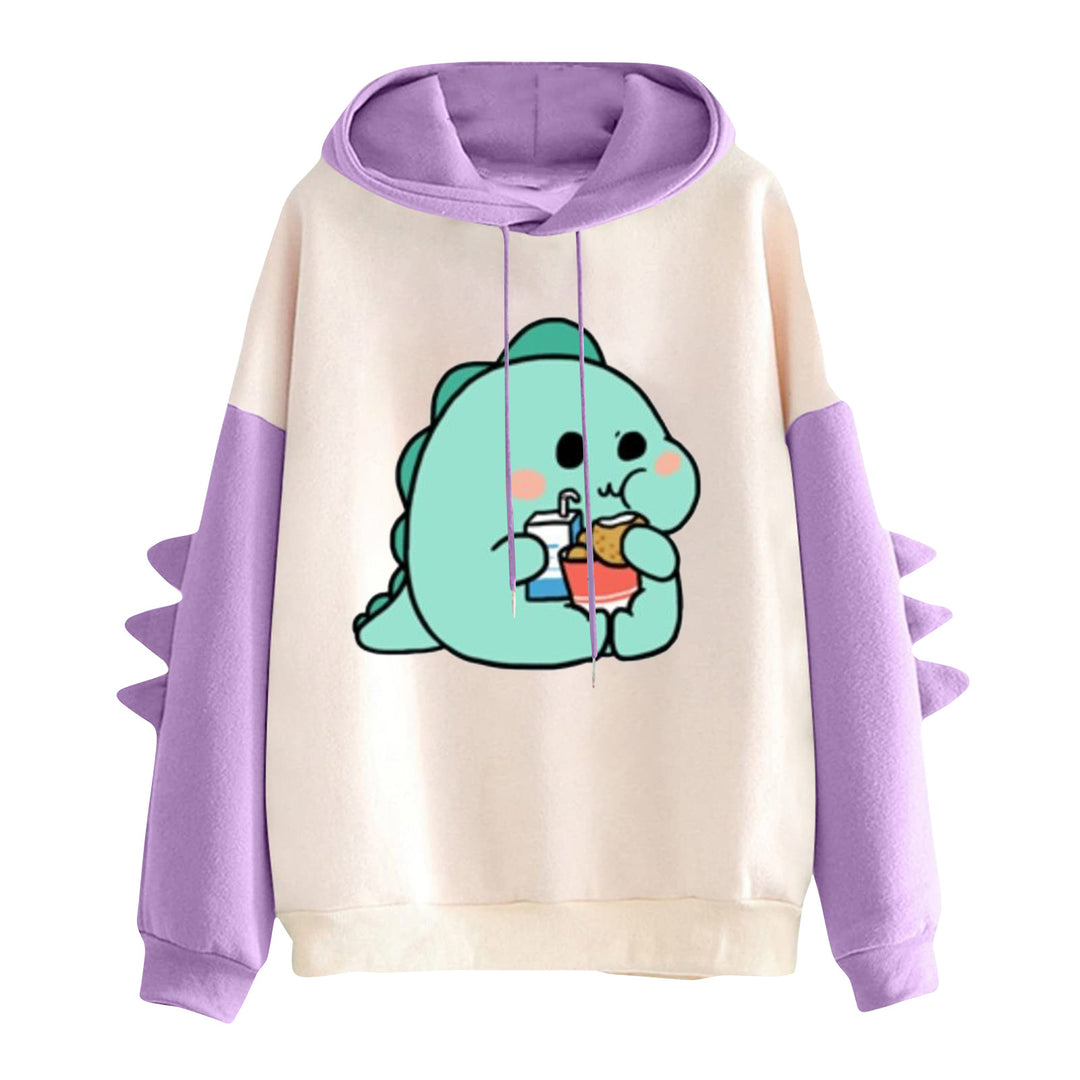 Damen Kapuzenpullover mit niedlichem Frosch-Motiv, Kängurutasche und volumigen Ärmelapplikationen – Auréline