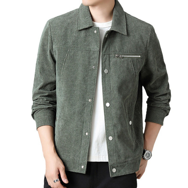 Herren Cord‑Overshirt aus Breitcord mit Druckknopf‑Front und Zipper‑Brusttasche Echo Archiv