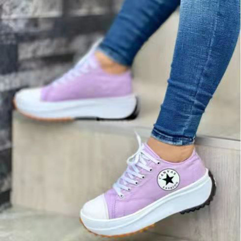 Damen Canvas-Plateau-Sneaker mit gezackter Profilsohle Echoarchiv