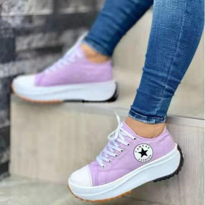 Damen Canvas-Plateau-Sneaker mit gezackter Profilsohle Echoarchiv