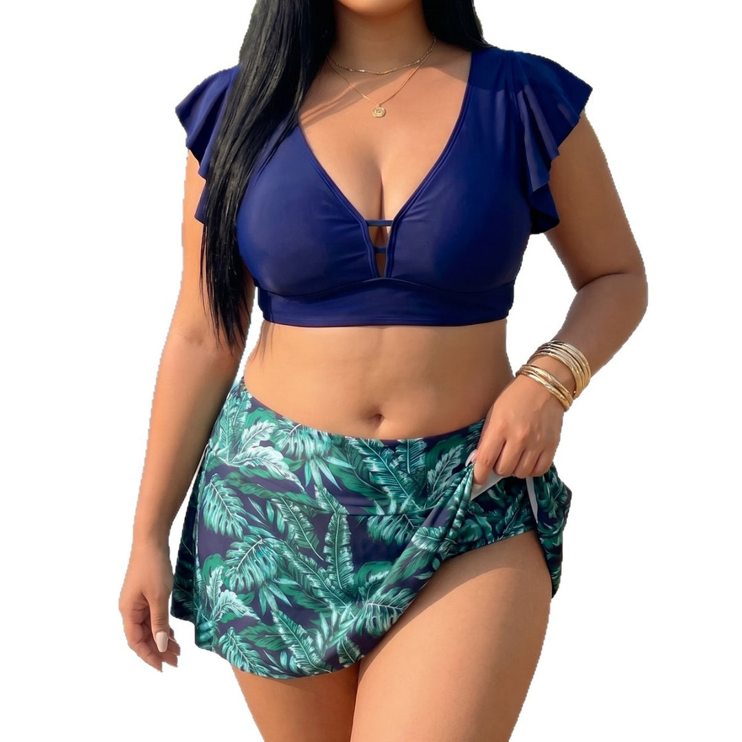 Damen Bikini-Oberteil mit elegantem Wickeldetail und floralem Unterrock Echo Archiv