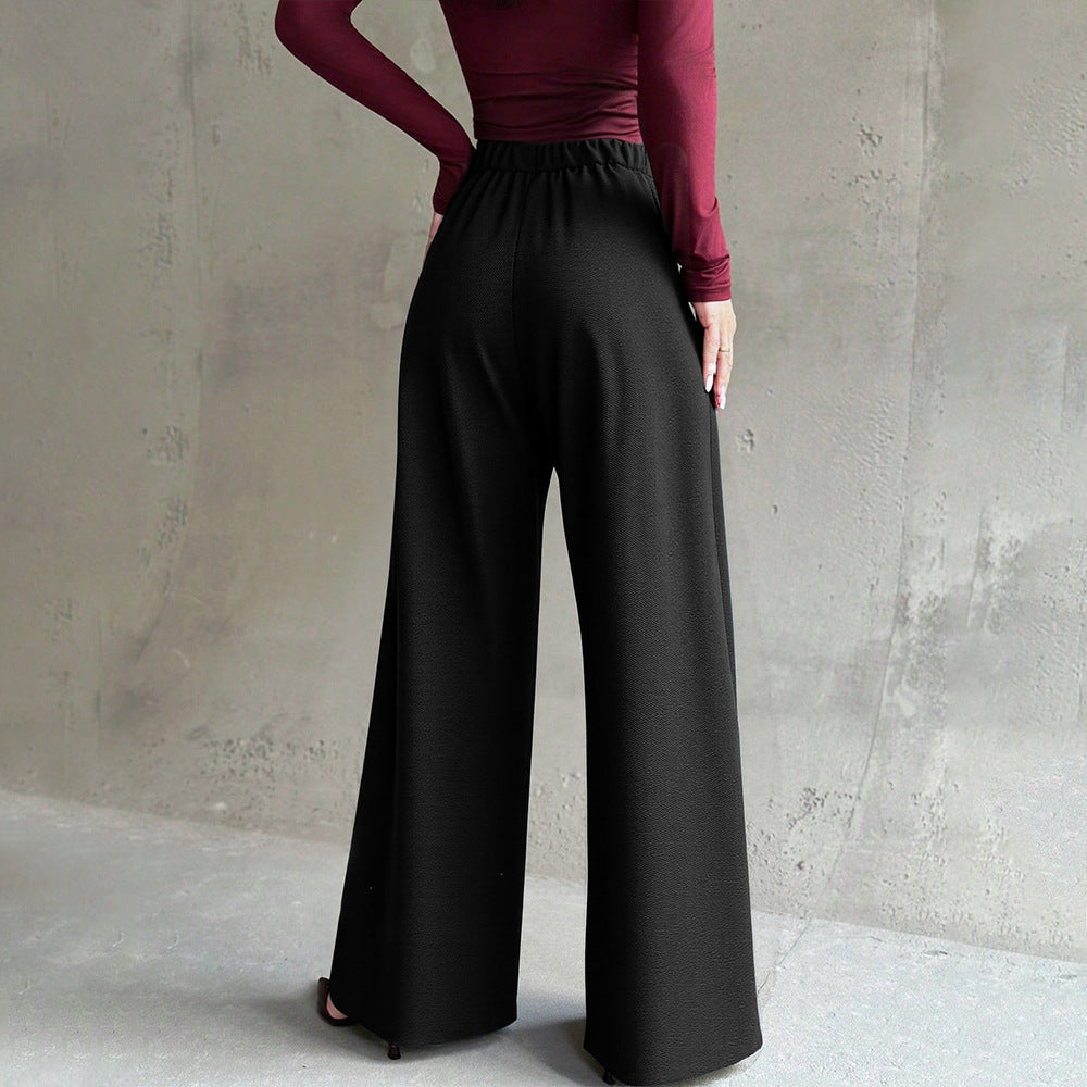 Damen elegante weite Palazzo-Hose mit Bügelfalte und hochgeschnittener Taille – Avélisse