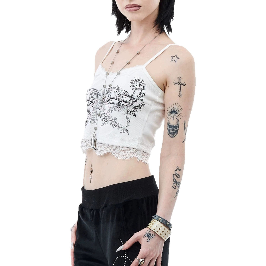 Damen Spitzencamisole mit floralem Druck Echo Archiv