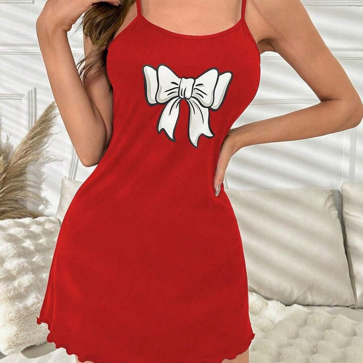 Damen Nachtwäsche Kleid mit auffälligem Kartenspiel-Motiv und verführerischem Saum Echo Archiv