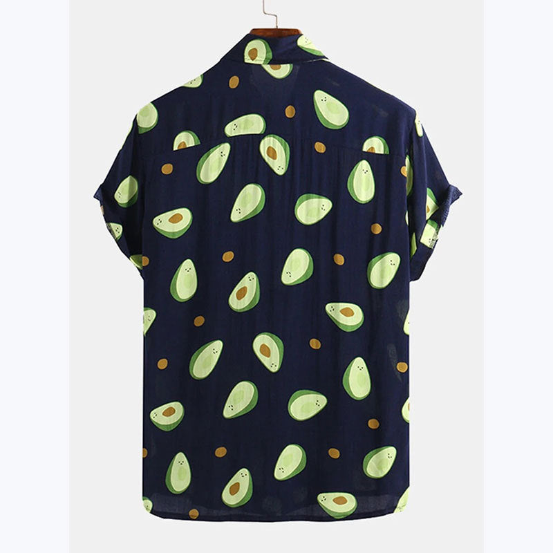 Herren Kurzarmhemd mit frischem Avocado-Muster Echoarchiv