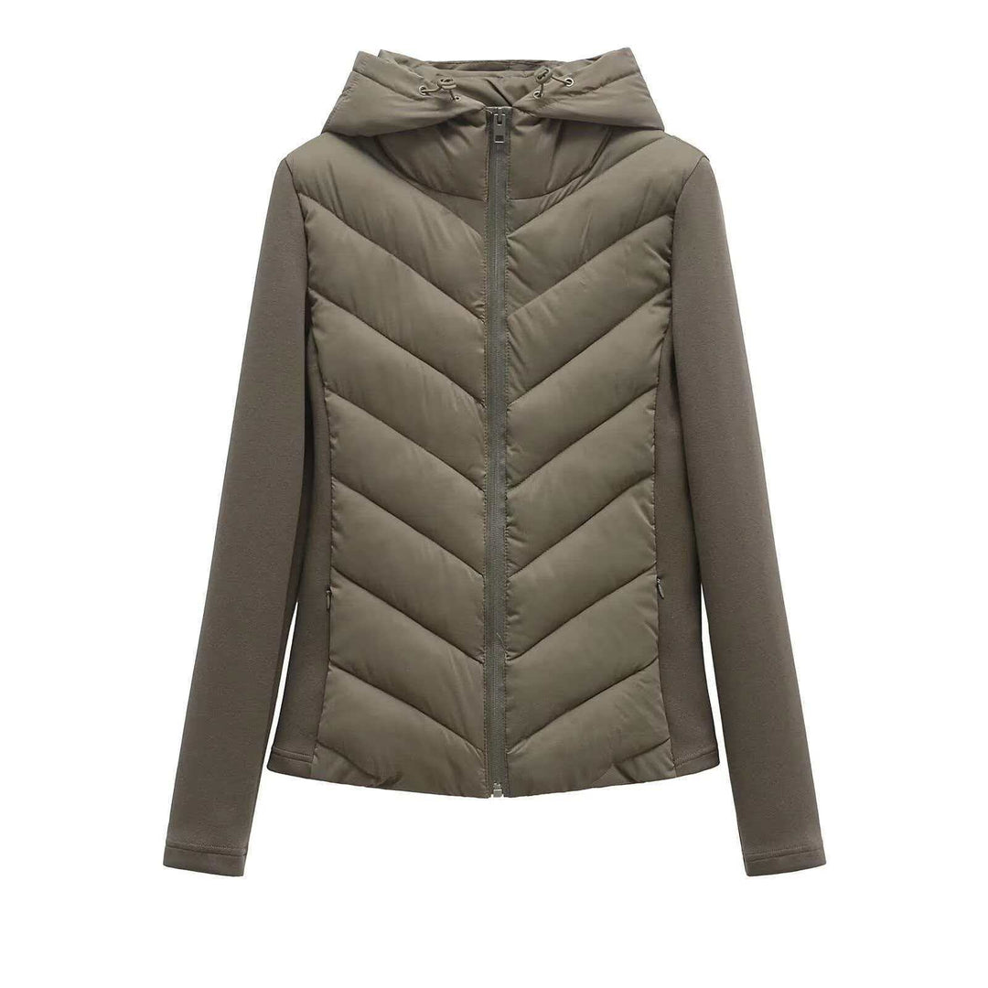 Damen nan gesteppte Kapuzenjacke mit Chevron‑Stepp, Einsätzen aus Softshell und verdecktem Reißverschluss Echo Archiv