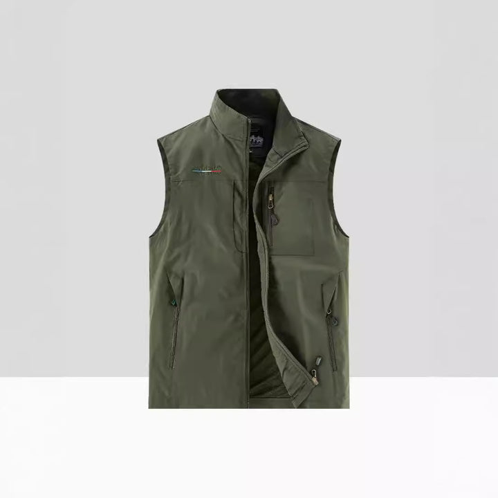 Herren Leichte multifunktionale Outdoor-Utility‑Weste mit Mesh‑Futter und mehreren Reißverschlusstaschen Echoarchiv