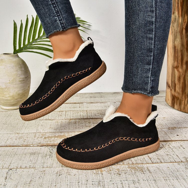 Damen Thermo‑Mokassin‑Slipper mit hohem Schaftkragen, handgenähter Ziernaht und flexibler Profilsohle Echo Archiv
