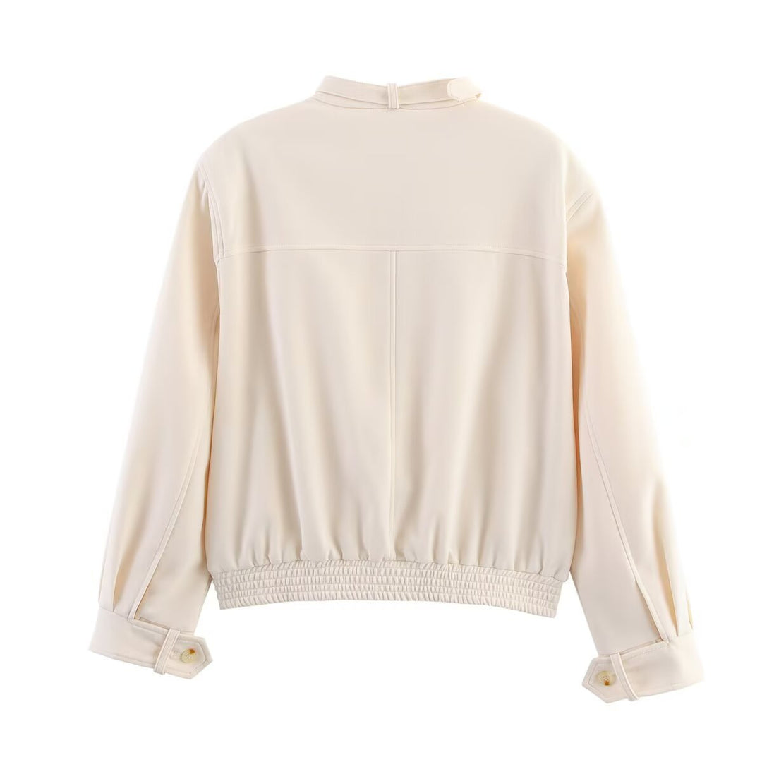 Damen Bomber-Kurzjacke mit Stehkragen, verdeckter Knopfleiste und elastischem Saum Echo Archiv