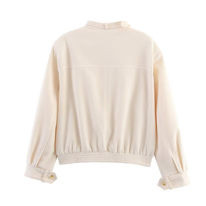 Damen Bomber-Kurzjacke mit Stehkragen, verdeckter Knopfleiste und elastischem Saum Echo Archiv
