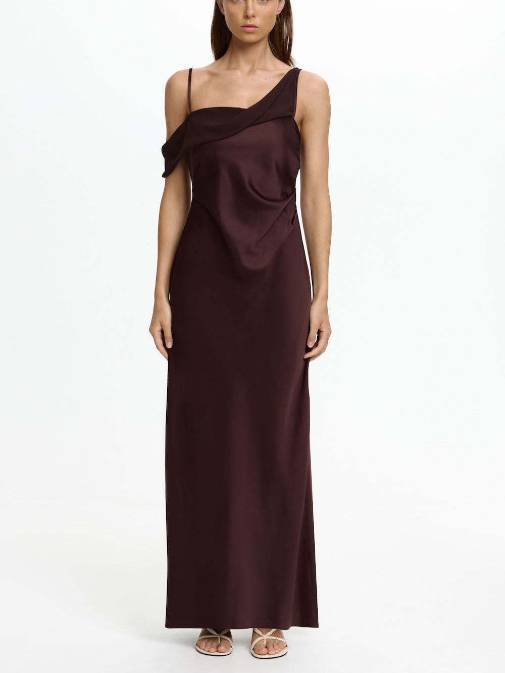 Damen Elegantes Maxikleid mit asymmetrischem Oberteil und fließendem Schnitt Echo Archiv