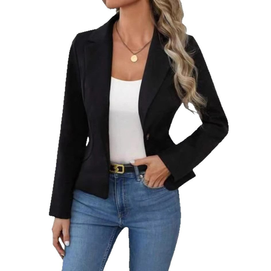 Damen taillierter Ein-Knopf-Blazer mit Reverskragen und Eingrifftaschen – Valéne