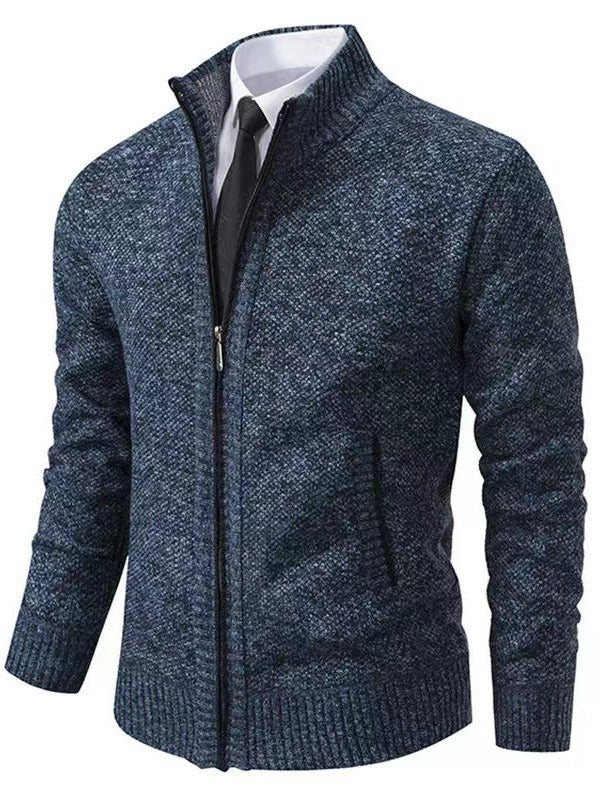 Herren modische Strickjacke mit hohem Kragen und durchgehendem Reißverschluss Echoarchiv