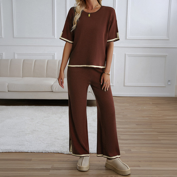 Damen Lässiges Zweiteiliges Set mit Weitem Schnitt und Goldakzenten Echo Archiv