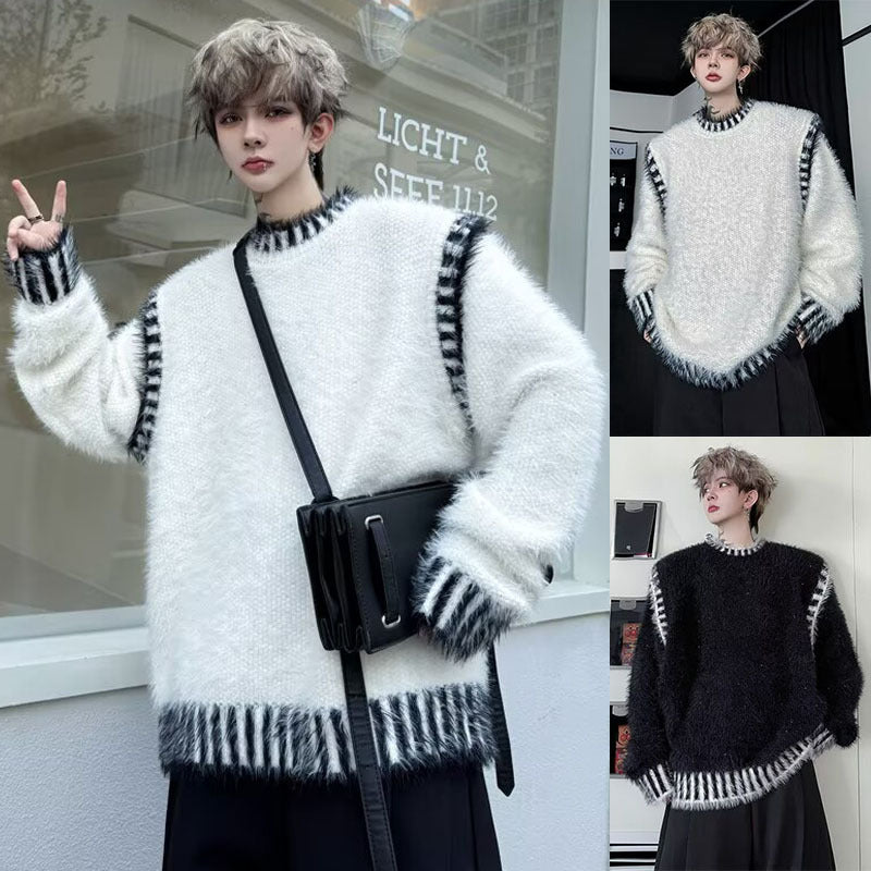Herren Bequemer Grobstrickpullover mit Rundhalsausschnitt Echoarchiv