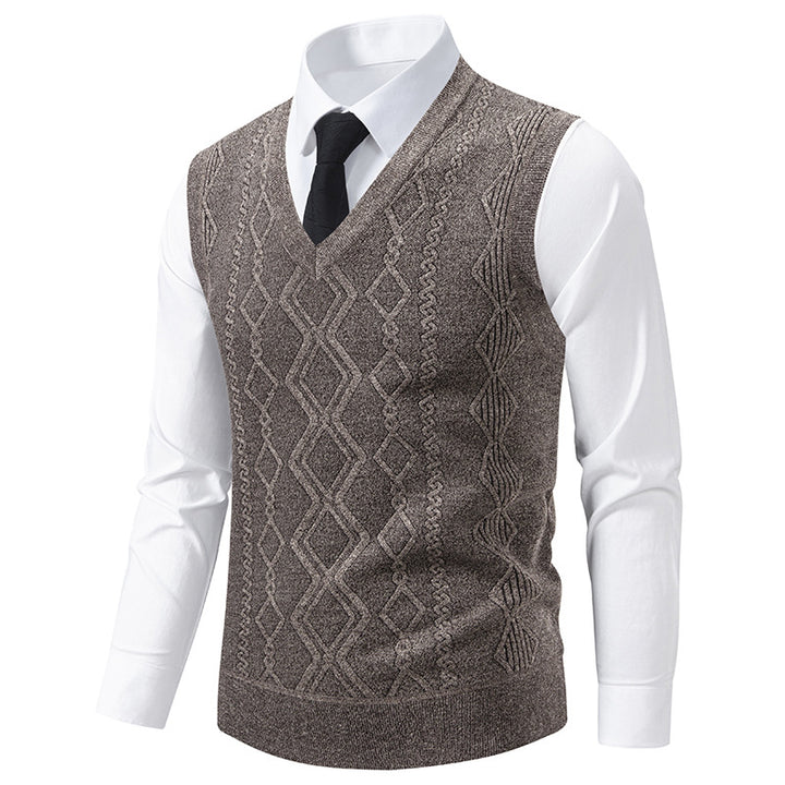 Herren elegante Strickweste mit V-Ausschnitt und strukturiertem Muster Echoarchiv
