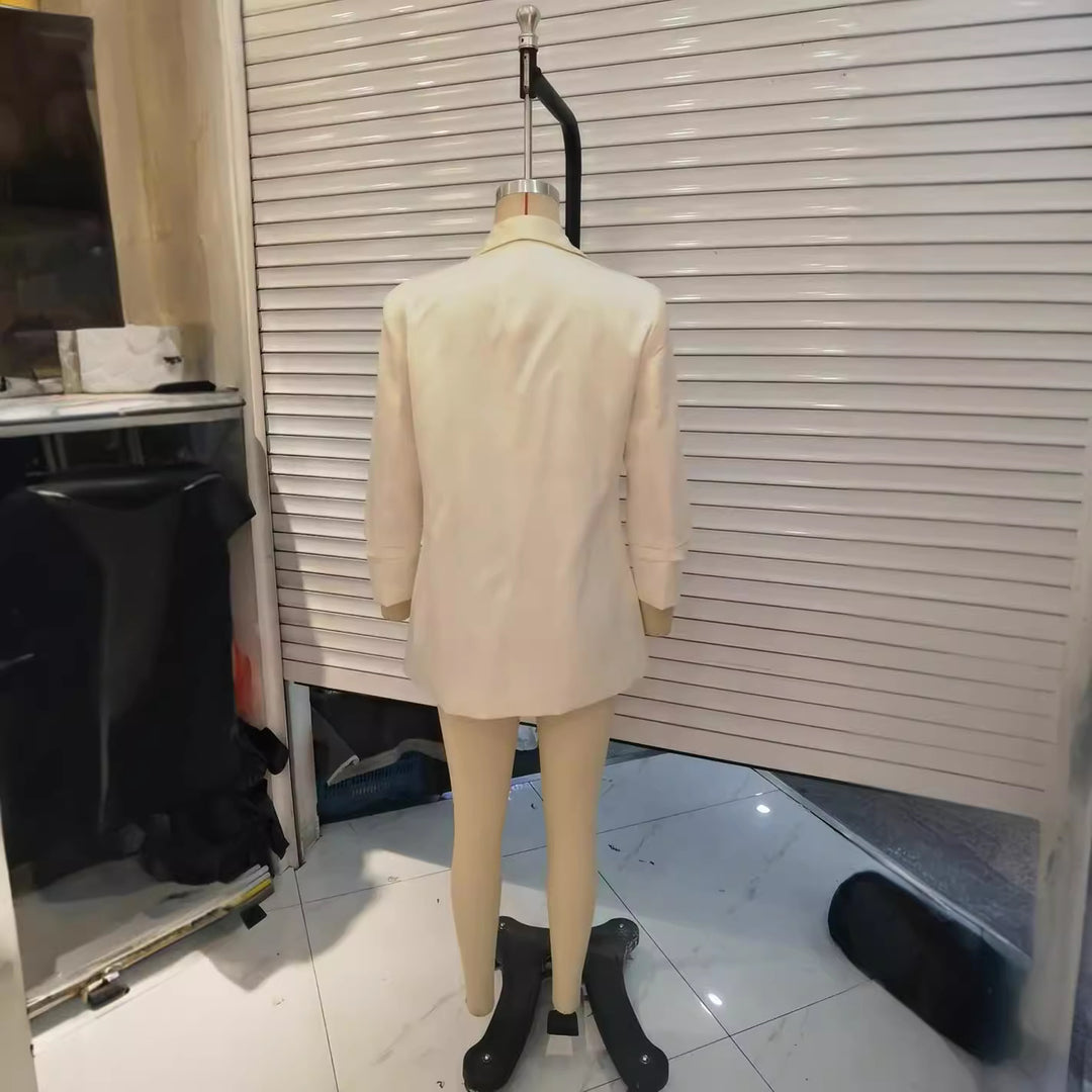 Damen lässiger Oversize-Blazer mit Schalkragen, offenem Schnitt und 3/4-Ärmeln – Valéne