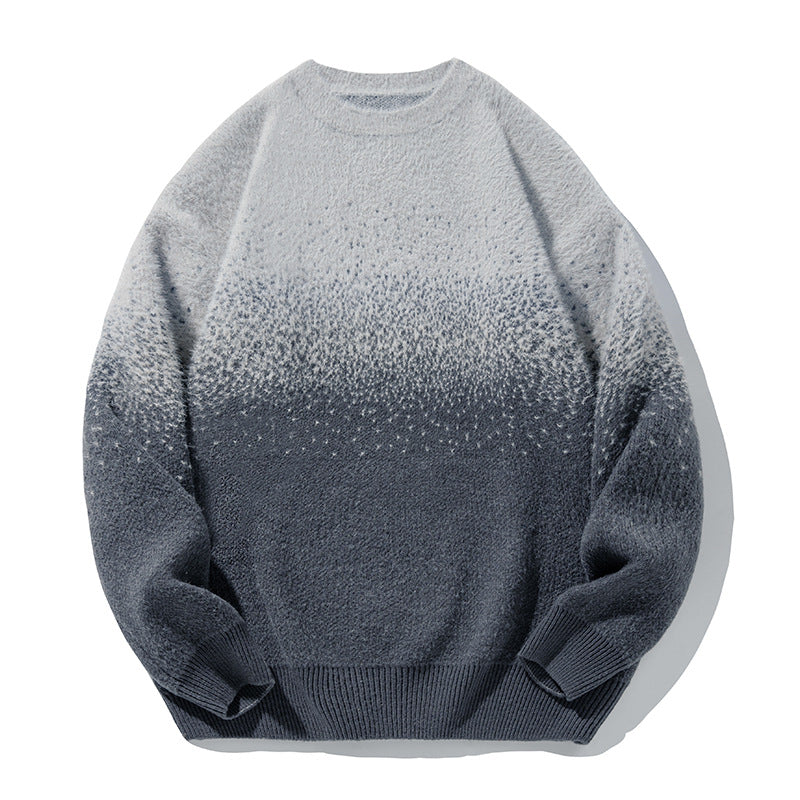 Unisex Weicher Oversize-Strickpullover mit Dip‑Dye‑Verlauf, Bouclé‑Struktur und geripptem Saum Echo Archiv