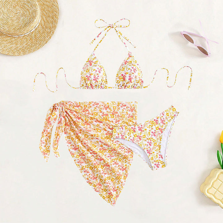 Damen Triangel-Bikini-Set mit floralem Wickeltuch Echo Archiv