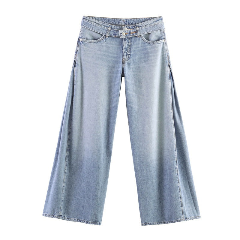 Damen Weite Jeanshose im lässigen Schnitt mit seitlichen Schlitzen Echo Archiv