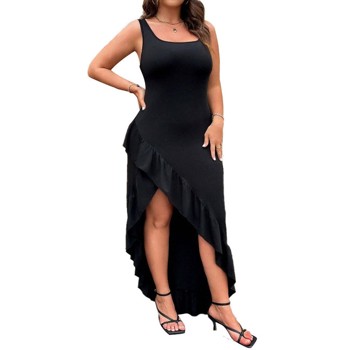 Damen elegantes Maxikleid mit asymmetrischem Saum und Rüschendetails Echo Archiv