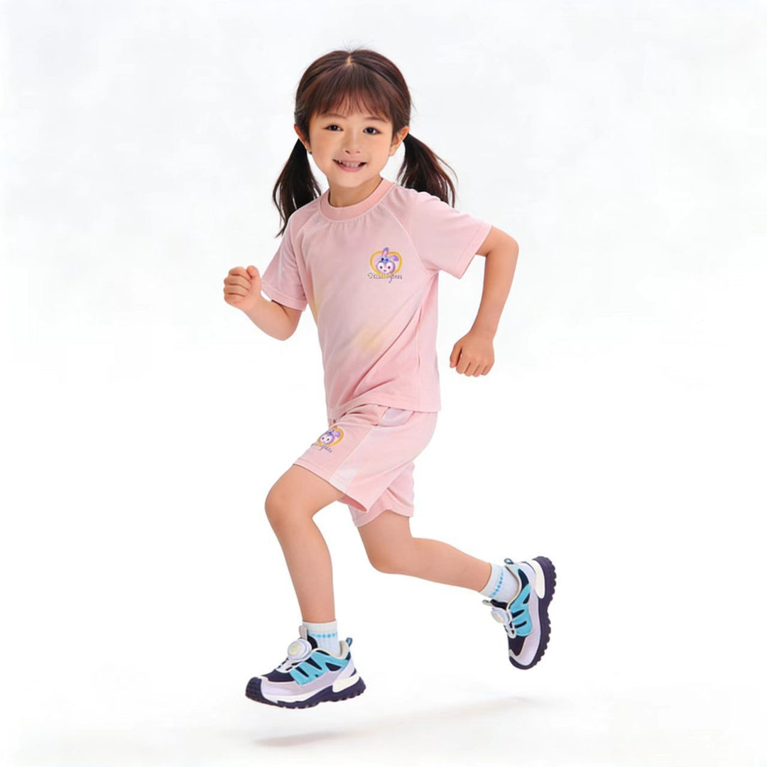 Damen nan atmungsaktives Kinder Sportset mit kurzarm Shirt und elastischer Bundshorts Echo Archiv