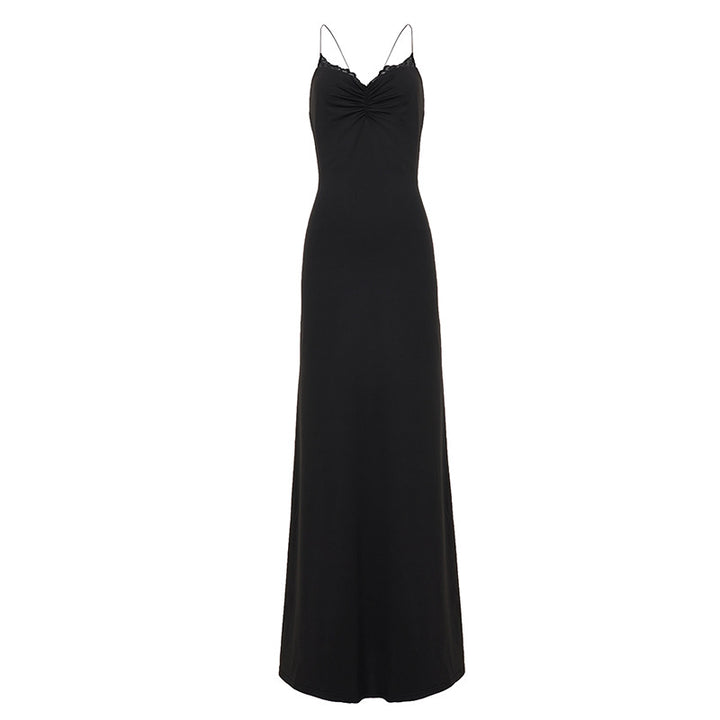 Damen elegantes Maxikleid mit verstellbaren Trägern und raffinierter Raffung Echo Archiv