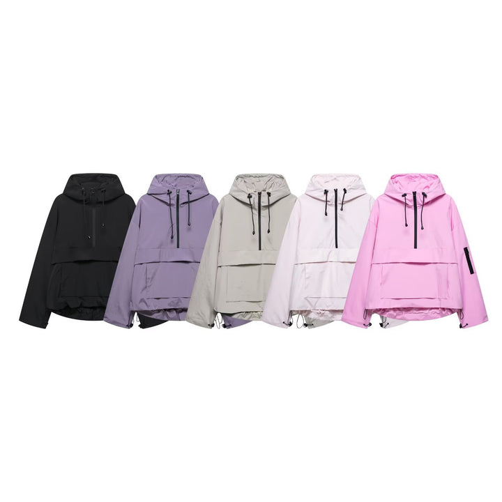 Unisex nan technischer Windbreaker Anorak mit halbhohem Reißverschluss Kapuze und Kängurutasche Echo Archiv