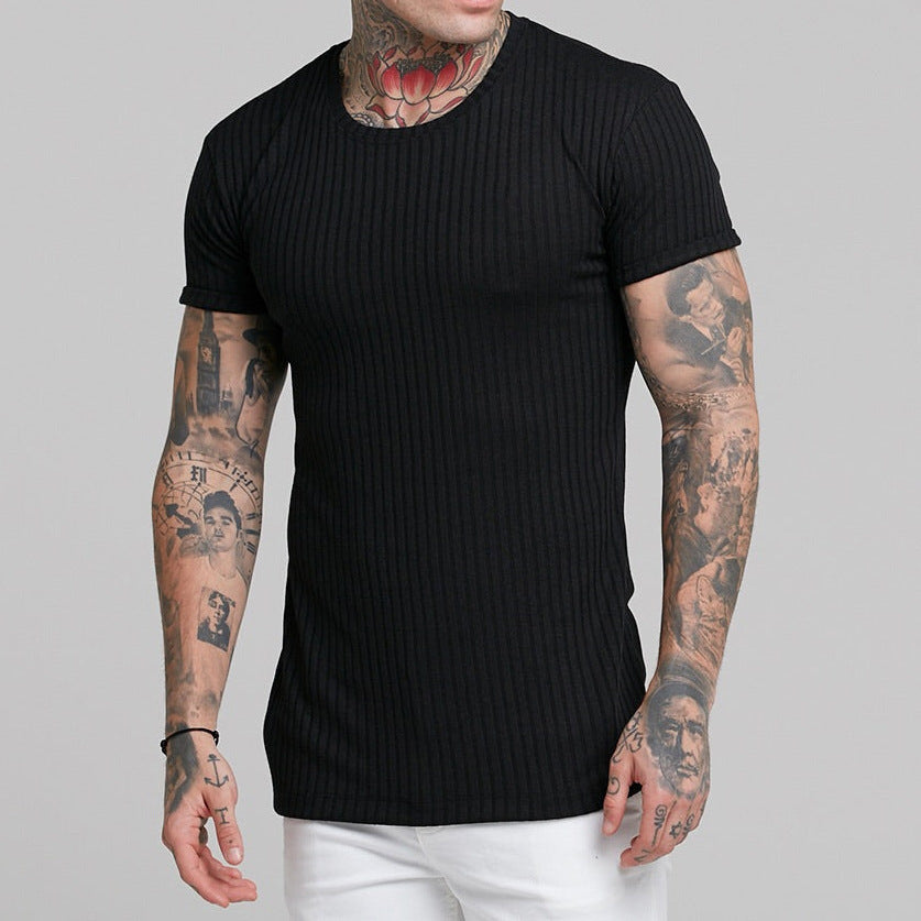 Herren Kurzarm Ripp-T-Shirt mit tailliertem Schnitt und bequemen Tragekomfort Echoarchiv