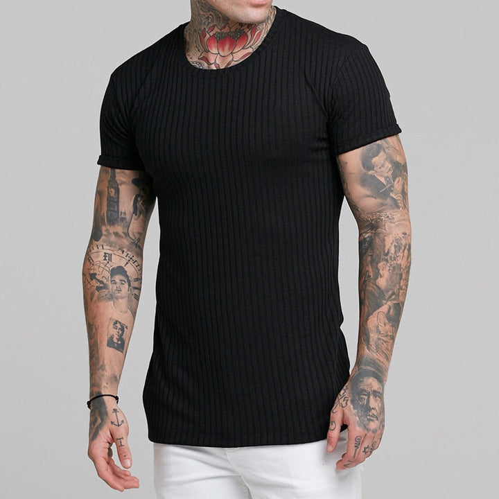 Herren Kurzarm Ripp-T-Shirt mit tailliertem Schnitt und bequemen Tragekomfort Echoarchiv