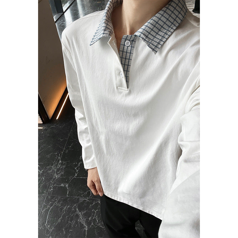 Herren Langarm-Poloshirt mit kontrastkariertem Hemdkragen Echo Archiv