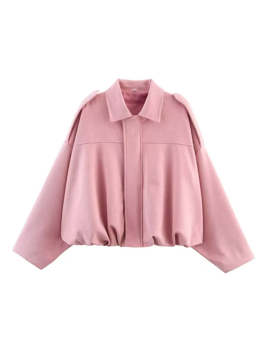 Damen Cropped Boxy‑Übergangsjacke im Wildlederlook mit Epauletten Echoarchiv