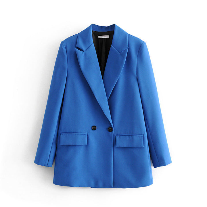 Damen Oversize Doppelreihiger Blazer mit fallendem Revers und weicher Innenfütterung – Valéne