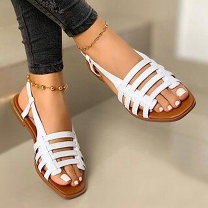 Damen Geflochtene Riemchen‑Slingback‑Sandalen mit quadratischer Zehenpartie und flacher Laufsohle – Sorelia