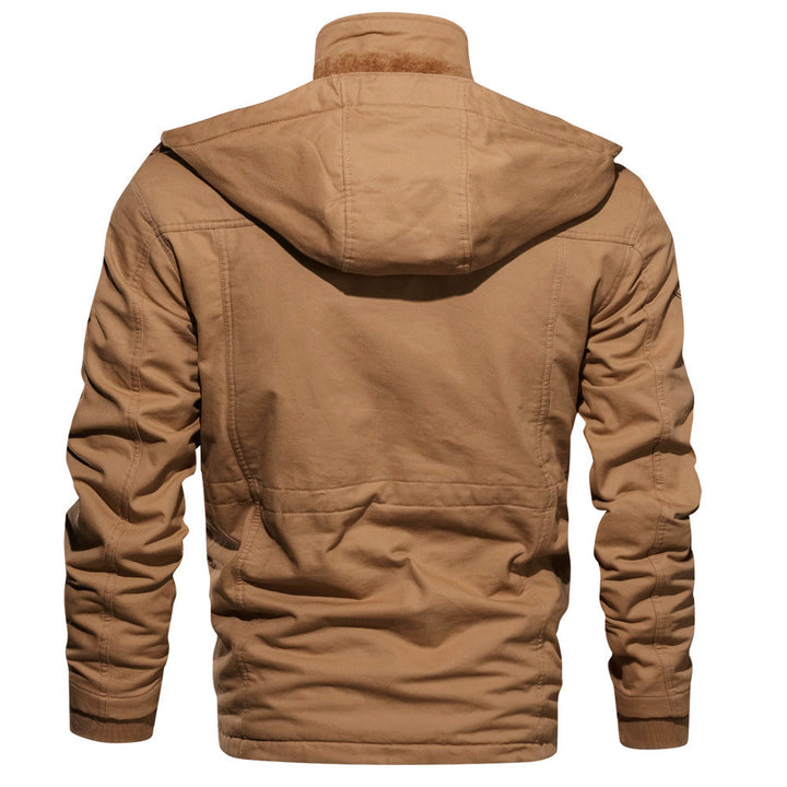 Herren Canvas-Fieldjacke mit Teddyfutter, Kapuze und Multifunktions-Taschen Echoarchiv