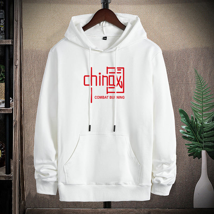 Herren lässiges Kapuzen‑Sweatshirt mit Kängurutasche und Statement‑Print – Cavarno