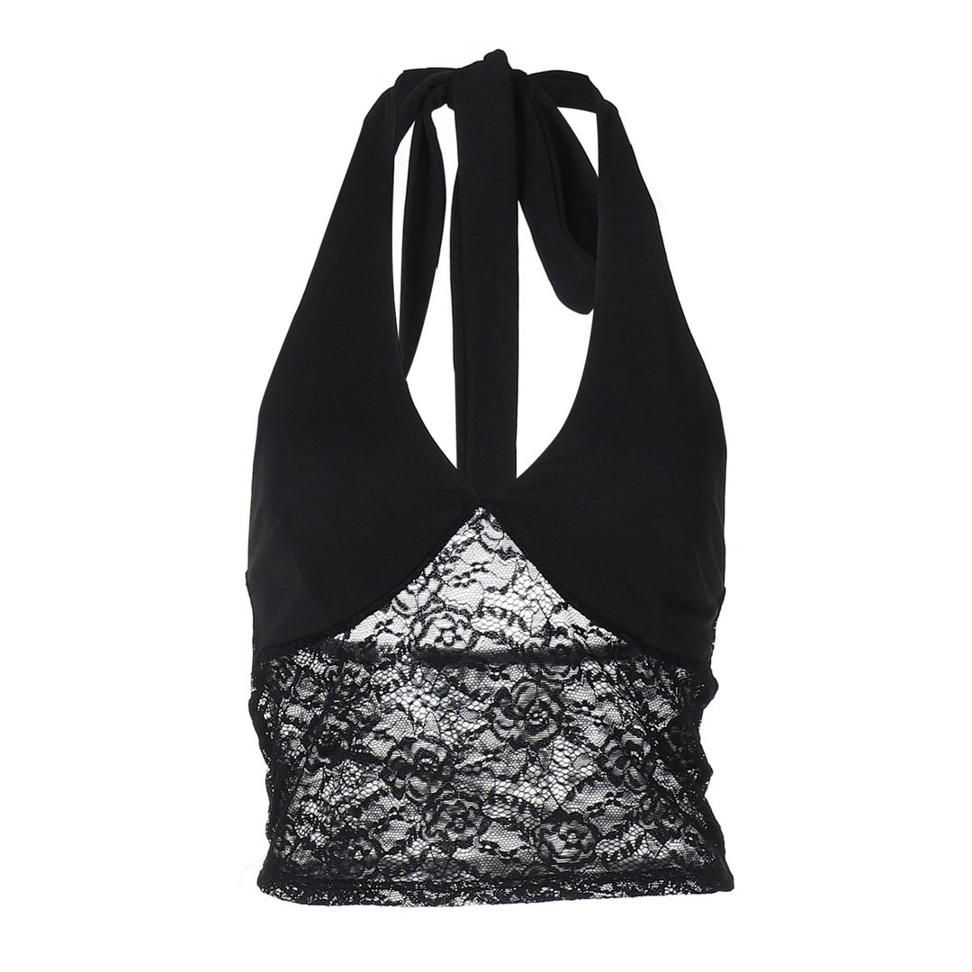 Damen Spitzen-Crop-Top mit Halterträgern und figurbetontem Schnitt Echo Archiv
