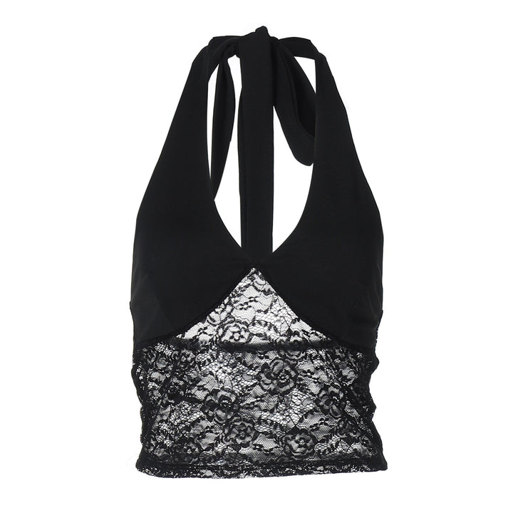 Damen Spitzen-Crop-Top mit Halterträgern und figurbetontem Schnitt Echo Archiv
