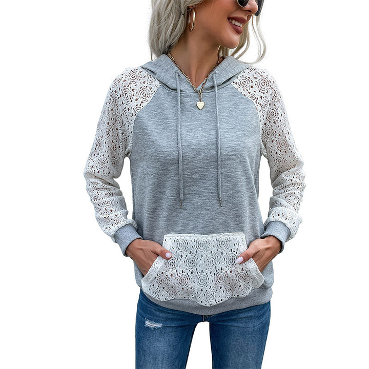 Damen modischer Kapuzenpullover mit Spitzenärmeln Echo Archiv