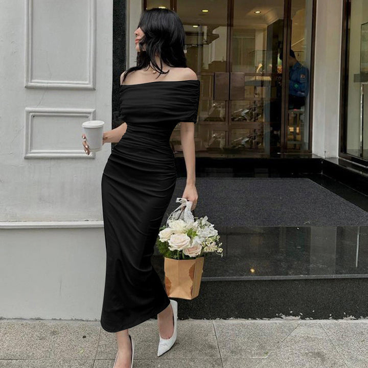 Damen Elegantes schulterfreies Cocktailkleid mit Raffungen Echo Archiv