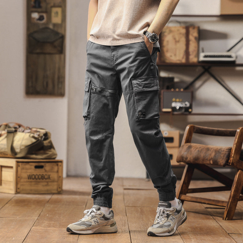 Herren Konisch geschnittene Cargo-Jogginghose mit Mehrfach‑Taschen, Reißverschluss‑Beintasche und elastischem Knöchelabschluss Echo Archiv